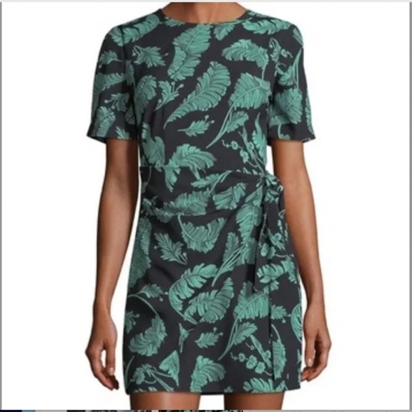cinq a sept Dresses & Skirts - CINQ A SEPT "Bia" Crewneck Side-Tie Palm Print Dress NWOT/sz 4